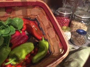 Buttercrunch Lettuce, sweet peppers, sweet 100 Cherry Tomatoes, Dried Kidney Beans, 6 week Cowpeas, Lima Beans, and Dill Seed