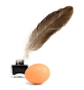 feather pen with egg